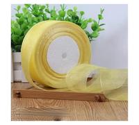 rollos de cinta de organza, Cinta de organza for envolver regalos, multicolor, 12-50 mm, 50 yardas(Yellow,15MM)