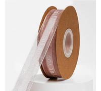 rollos de cinta de organza, Poliéster Multicolor 50 Yardas 2.5cm(Silver Brown Ribbon)