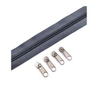 Rollos de cremallera de nailon n.° 5 con deslizadores surtidos para costura y accesorios de ropa, 2/5/10 metros.,Gris,2 metros - 4 deslizadores