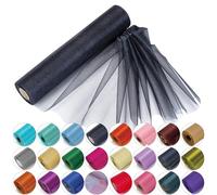 Rollos de organza Trimming Shop con purpurina para bodas, Navidad, fajines para sillas, caminos de mesa, decoración, de 29 cm x 25 m, tela, negro, 29CM