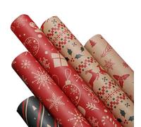 Rollos De Papel De Envoltura De Navidad - Papel De Envoltura De Cumpleaños 5 Piezas, Rollo De Regalo De Navidad | Snowflakes Wrapping Paper Roll, Envoltura De Envoltura