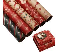 Rollos de papel de regalo de Navidad, suministros de papel de regalo de Navidad, hojas de envoltura de rollo de embalaje festivo para cumpleaños, vacaciones, fiestas, hogar, colegas, familiares y