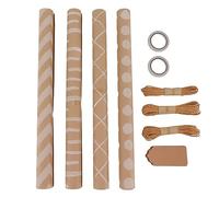 Rollos de papel de regalo Kraft Set de envoltura de regalo con etiquetas y cuerdas Embalaje de regalo de boda de cumpleaños de Navidad multiusos Reciclable 43 cm x 4 rollos 20