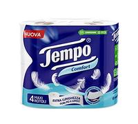 Rollos de papel higiénico Tiempo Classic, con fibras de algodón, tamaño grande, 3 capas, 4 piezas