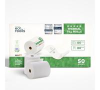 Rollos de papel térmico 80mm x 80mm de diámetro ideal para todas las cajas registradoras - Rollos para impresora térmica 80x80x12 - Sin BPA 1 cartón (50 rollos)