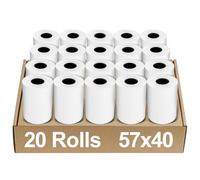 Rollos de Papel Térmico EC 57 mm x 15 m x 12 mm, Rollos Térmicos EC Cash, Papel de Caja Registradora, Papels de Recibos para Cajeros Automáticos, Lectores de Tarjetas de Crédito, POS, EPOS (20 Pcs)