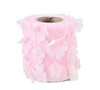 Rollos de Tul con Flores, Cinta de Tela Ancha, Carrete de 10 Yardas, Falda con Lazo de Pétalo de 8Cm, Tela de Malla (Rosa)