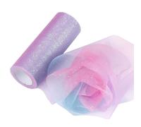 Rollos de tul con purpurina de arcoíris de 6 pulgadas x 30 pies carrete de tul degradado para corredor de mesa silla marco de lazo costura manualidades tela boda fiesta regalo de cinta decoración