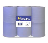 Rollos Papel Secamanos Azul 100 metros/rollo Uso Profesional | Rollo Industrial, Papel Mecha, Bobina Industrial (12 Rollos)