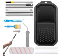 Rollos para pintura, kit de rodillos de pintura - Pequeños rodillos de pintura para pinceles, pinceles de pintura, rollos de 9 pulgadas, rodillo de pintura con soporte y bandeja para