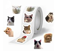 Rollos Pegatinas Gato Lindas, 500PCS Calcomanías Memes G-ato Divertidas, Calcomanía G-ato Vinilo Impermeables Con 10 Estilos Diferentes, Calcomanías Gatitos Animales Auto Adhesivos Animados