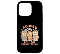 Rollos RPG Gamer ADHD&D para concentración, gato geek, hombres y mujeres Carcasa para iPhone 15 Pro Max