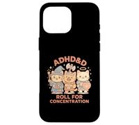 Rollos RPG Gamer ADHD&D para concentración, gato geek, hombres y mujeres Carcasa para iPhone 16 Pro Max