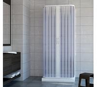Rollplast - Puerta de ducha a fuelle BSAT2CONCC2808080, 80 x 80 x 80 x (altura) 185 cm, de PVC, a 3 lados, 2 puertas, con apertura central, blanca