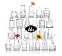 ROLLSCERAY Jarrones de brotes a granel, 24 jarrones pequeños para flores, jarrones de vidrio para centros de mesa, jarrones pequeños para centros de mesa, mini jarrones, jarrones vintage, jarrones