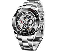 RollsTimi Pagani diseño de los Hombres Relojes automáticos de Diamantes Arco Iris automático mecánico Impermeable de Acero Inoxidable cronógrafo Esqueleto Hombres 40mm (Plata Negro)