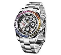RollsTimi Pagani diseño de los Hombres Relojes automáticos de Diamantes Arco Iris automático mecánico Impermeable de Acero Inoxidable cronógrafo Esqueleto Hombres 40mm (Anillo Arco Iris)