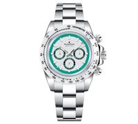 RollsTimi Reloj de los Hombres RT137 Acero Inoxidable Luminoso Multifuncional Impermeable Casual Business Reloj de los Hombres de Moda Deportes Cronógrafo Cristal de Zafiro Reloj (Plata Blanco RT137)