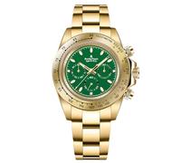 RollsTimi Reloj de los Hombres RT137 Acero Inoxidable Luminoso Multifuncional Impermeable Casual Business Reloj de los Hombres de Moda Deportes Cronógrafo Cristal de Zafiro Reloj (Oro Verde RT137)