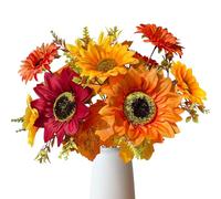 ROLLWAY 2 unidades de flores artificiales de girasol para decoración de otoño, ramo de flores artificiales, flores artificiales, flores de otoño, ramo de flores artificiales, ramo de flores de seda