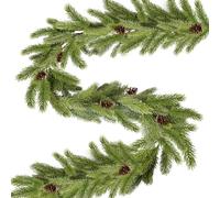 ROLLWAY - Guirnalda de árbol artificial (185 cm, moldeada por inyección, cedro, decoración navideña, verde árbol de invierno, para escalera, chimenea y fiesta