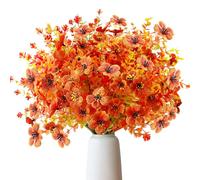 ROLLWAY - Lote de 8 flores artificiales para otoño y otoño, decoración de rama, otoño, otoño, decoración de otoño, falsa, plantas artificiales, flores de otoño para interior (naranja)