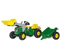 Rolly Toys 012190 - rollyKid John Deere (con remolque, dirección de palanca giratoria, edad 2,5 - 5 años, enganche trasero), verde