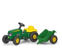 Rolly Toys 012190 - rollyKid John Deere (con remolque, dirección por palanca giratoria, edad 2,5 - 5 años, enganche trasero), verde, 134,0 x 52,0 x 47,0 cm