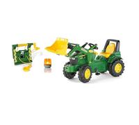 Rolly Toys RollyFarmtrac John Deere 710454 - Juego de 3 Piezas con Cargador Frontal, cabrestante y luz Intermitente (3 Piezas, Tractor a Pedales para niños a Partir de 3 años, Incluye Accesorios)