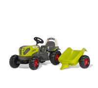 Rolly Toys RollyKid 015047 CLAAS AXOS 240 - Tractor a Pedales con Remolque (para niños de 2,5 a 5 años, tensión de Cadena Ajustable, Embrague Trasero), Color Verde