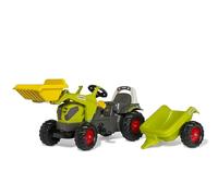 ROLLY TOYS RollyKid CLAAS AXOS 240 Tractor a Pedales con Remolque + Carga Frontal (para niños de 2,5 a 5 años, tensión de Cadena Ajustable, Embrague Trasero) 02 516 9, Color Verde