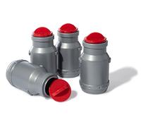 Rolly Toys rollyMilk 409389 - Juego de 4 jarras de Leche para Tractor a Pedales con Hueco de Transporte (rellenables, Incluye Tapa extraíble)