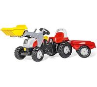 Rolly Toys Steyr 6165 CVT 23936 - Tractor a Pedales con Cargador y Remolque (rollyKid, Tractor, neumáticos silenciosos, suspensión y cargadora), Color Rojo y Amarillo