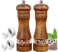 ROLMZJX 2 Piezas Molinillos de Pimienta, Molinillo de Sal y Pimienta Manual de Madera con Ventana Acrílica Transparente,para Pimiento, Sal Gorda, Hinojo（Con 2 accesorios de rotor cerámicos）