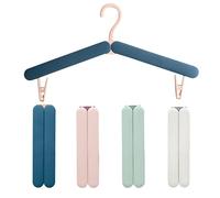 ROLMZJX 4 Piezas Plegables de Viaje,Perchas Plegables plastico, Percha Plegable con Pinza para Exteriores, Viajes de Negocios, Camping（Blanco, Rosa, Azul, Verde）