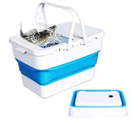 ROLMZJX Cubo de pescado plegable de 13 L con tapa sellable,Contenedor multifuncional para cebo de pesca vivo,Cubo de agua portátil para pesca para todo tipo de vehículos