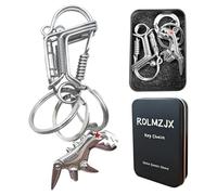 ROLMZJX Llavero de metal, llavero de coche, llavero mosquetón de acero inoxidable hecho a mano con pequeño colgante de dinosaurio, para llaves de coche moto y casa