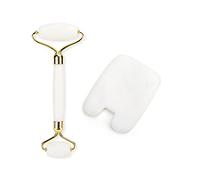 Rolo de masaje Facial guasha placa conjunto cabeças duplas Jade Pedra Face Lift Corpo relaxamento da Pele emagrecimento beleza pescoço fino elevador-Concavo Set no Box