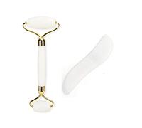 Rolo de masaje Facial guasha placa conjunto cabeças duplas Jade Pedra Face Lift Corpo relaxamento da Pele emagrecimento beleza pescoço fino elevador-S Shape Set no Box