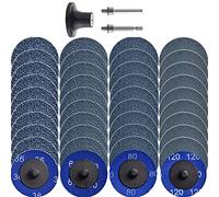 Roloc,Juego de discos de lija de cambio rápido (40 unidades, 5 cm, con soporte de 0.6 cm, eliminación de pintura de óxido, discos de acondicionamiento de superficie)