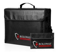 ROLOWAY Bolsa grande ignífuga para documentos o dinero, resistente al agua y al fuego, segura, para objetos de valor, 43 x 30 x 14,7 cm