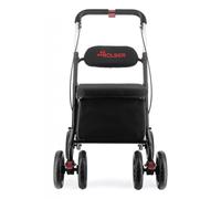 Carro de compra plegable con asiento y 4 ruedas, 2 direccionables Negro