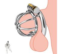 Roluck Cinturón De Castidad De Acero Inoxidable Para Hombres Jaula De Castidad De Metal Jaula Para El Pene Con Cerradura Ejercicio Bondage Plata (4cm)