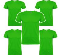 Roly Pack de 5 ó 10 Camisetas, Beagle, 100% Algodón para Hombre, Camisetas Manga Corta Básicas, Uso Diario. (FR/ES, Letras, S, Regular, Regular, 5, Verde)