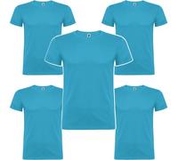 Roly Pack de 5 ó 10 Camisetas, Beagle, 100% Algodón para Hombre, Camisetas Manga Corta Básicas, Uso Diario. (FR/ES, Letras, XL, Regular, Regular, 5, Turquesa)