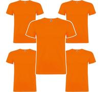 Roly Pack de 5 ó 10 Camisetas, Beagle, 100% Algodón para Hombre, Camisetas Manga Corta Básicas, Uso Diario. (FR/ES, Letras, L, Regular, Regular, 5, Naranja)