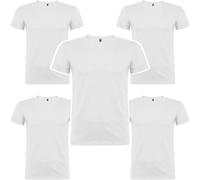 Roly Pack de 5 ó 10 Camisetas, Beagle, 100% Algodón para Hombre, Camisetas Manga Corta Básicas, Uso Diario. (FR/ES, Letras, S, Regular, Regular, 5, Blanco)