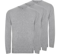 Roly Pack de Camisetas Hombre Extreme, Camiseta Manga Larga Hombre, 100% Algodón, Ideal para Todas Las Estaciones, Confort y Estilo en Cada Uso (FR/ES, Letras, M, Regular, Regular, 3, Gris)