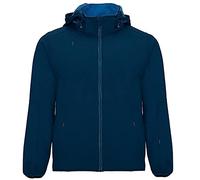 Roly R6428 Siberia Chaqueta de Hombre Softshell Cortavientos Impermeable con Capucha Forro Polar, azul marino, XL