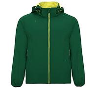 Roly R6428 Siberia - Chaqueta de hombre Softshell cortavientos impermeable con capucha y forro polar, verde botella, M